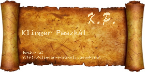 Klinger Paszkál névjegykártya